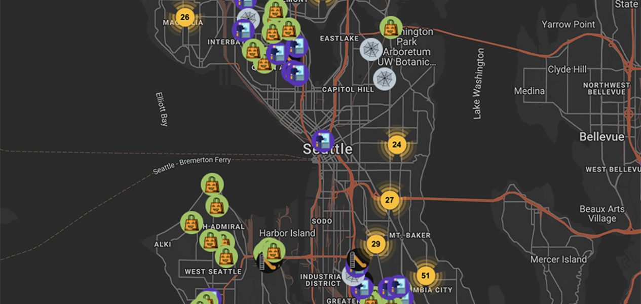 seattle trick or treat halloween decoration map 2021