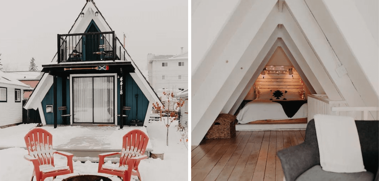 This cozy A-frame cabin rental in Alberta is what staycay dreams are made of