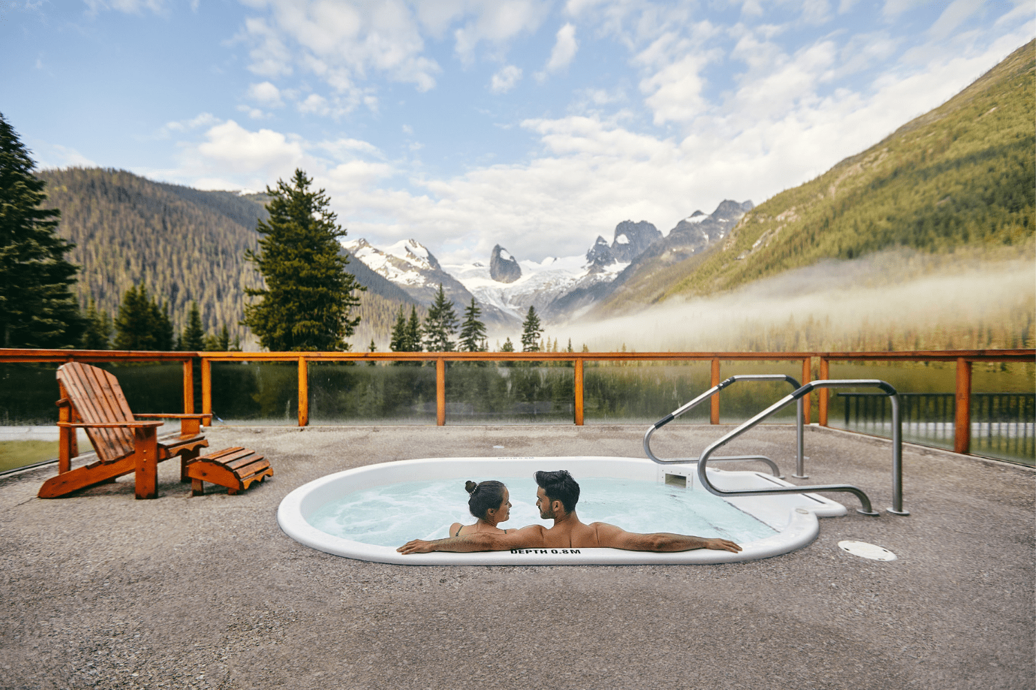 Couple in Jacuzzi in the mountains
